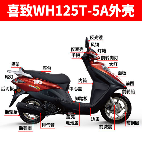 适用本田摩托喜致WH125T-5A前围面板前大灯玻璃内箱边条全车外壳