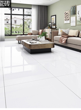 亮光纯白色瓷砖800x800客厅防滑地板砖 灰色通体大理墙砖600X1200