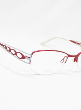 夏蒙 纯钛 眼镜架 CH10896 RE 大红色 半框 女士 眼镜框1