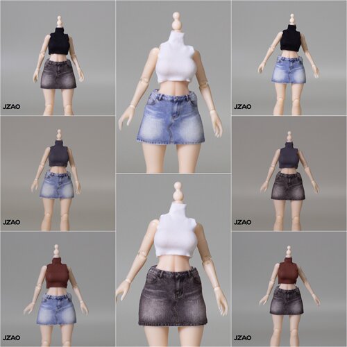 现货JZAO 1/12兵人机娘娃衣弹力背心印花短裙TBLANT龙山蜗之壳SHF