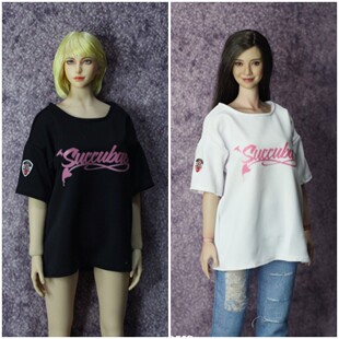 DMTOYS1比6女兵人衣服大码潮流T恤12寸tbl包胶女素体人偶服装模型