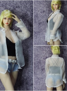 1比6兵人衣服透明薄纱外套衬衫12寸tbl包胶女素体人偶服装模型配