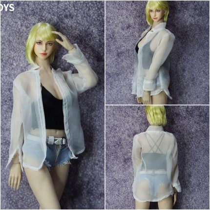 1比6兵人衣服透明薄纱外套衬衫12寸tbl包胶女素体人偶服装模型配