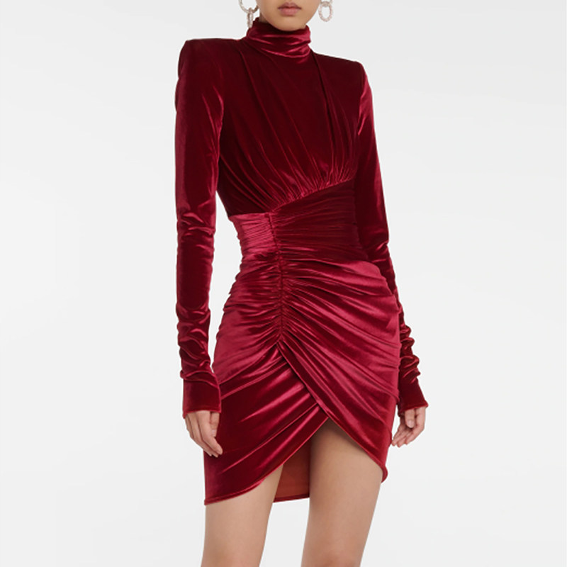 泰国潮牌女春秋气质高级感黑色长袖丝绒宴会小礼服长袖高领连衣裙,女装/女士精品,礼服/晚装,淘宝优惠券,粉丝福利购,淘宝优惠卷