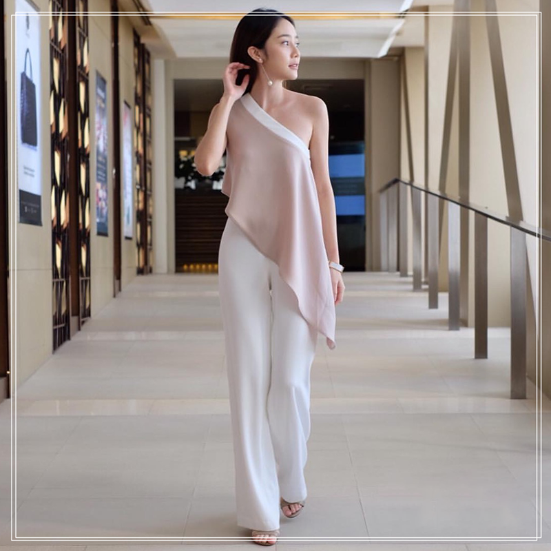 泰国潮牌名媛斜肩气质礼服套装