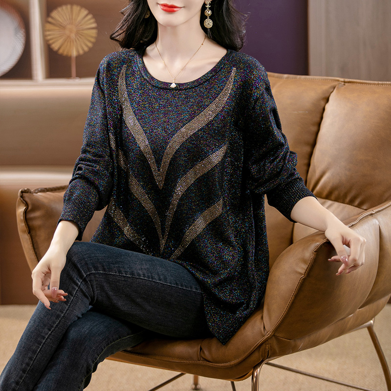 2024年早春季新款女装时尚大码毛衣胖mm百搭宽松中长款针织打底衫