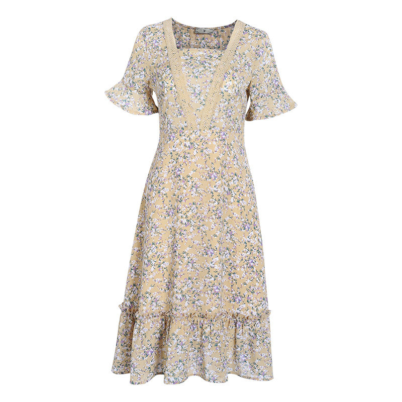 伊自尚大码女装2020年新款夏装气质碎花雪纺仙女裙胖mm显瘦连衣裙