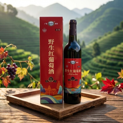 广西特产都安野生葡萄红酒A-8礼盒装甜型葡萄酒750ml单瓶11度包邮