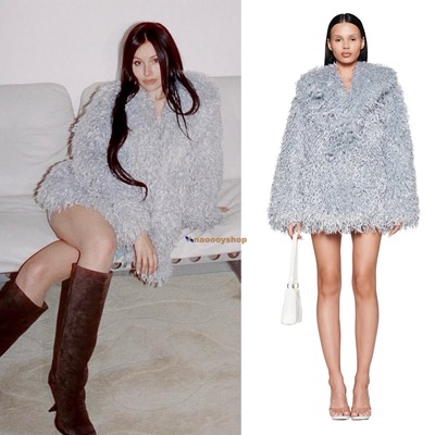 正品代购iamgia雾霭蓝杂毛慵懒复古毛茸茸长袖外套 限时折扣