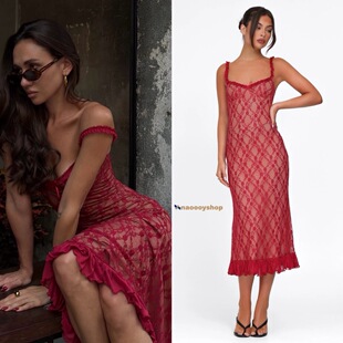 正品代购tigermist绝美复古古典蕾丝裹胸吊带显身材连衣裙