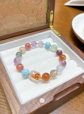 天然海纹石红纹石金草莓超七紫云母玻利维亚紫水晶手串多宝貔貅链