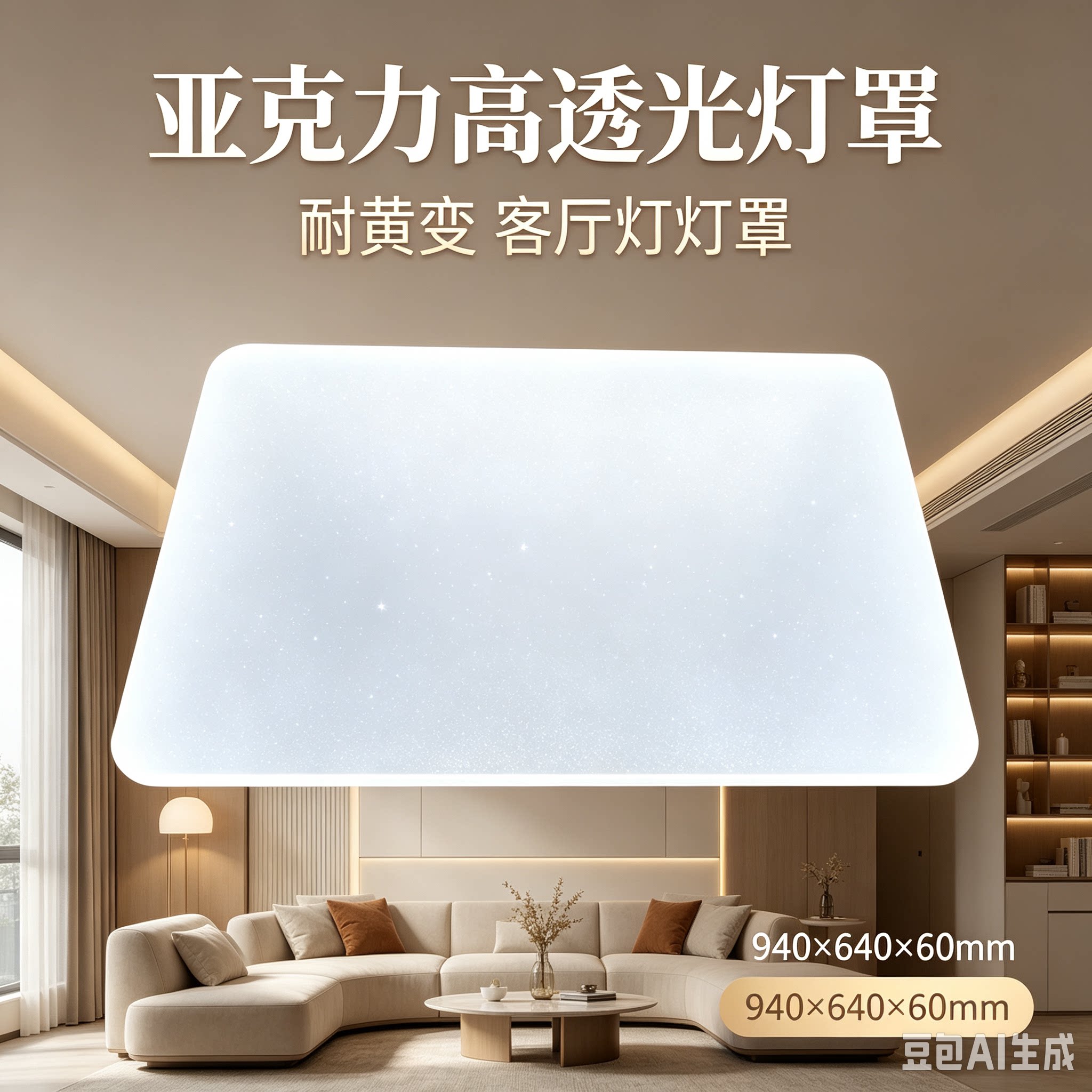 241长方形客厅吸顶灯高透光亚克力灯罩现代简约客厅超薄星点图片