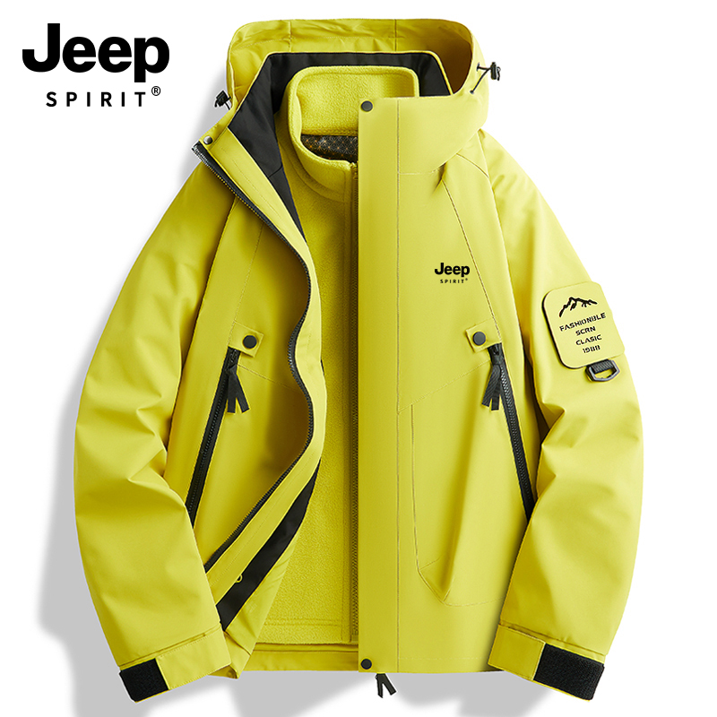 JEEP户外冲锋衣三合一可拆卸