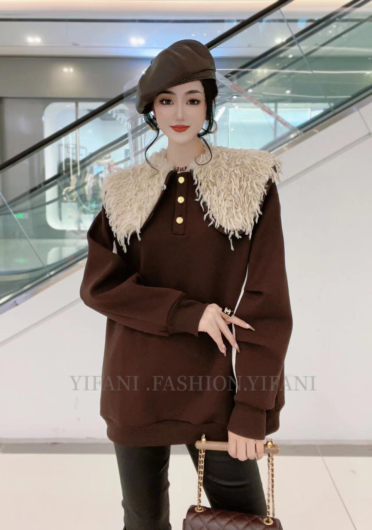 加绒加厚宽松卫衣外套女