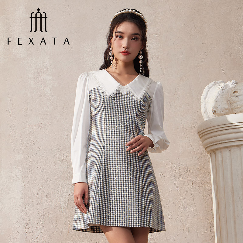 FEXATA新品法式减龄娃娃领连衣裙