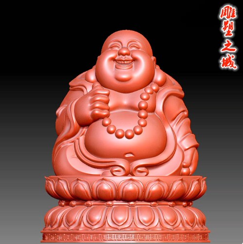 三维立体图3D打印雕刻图stl圆雕图    9447莲台笑弥勒佛