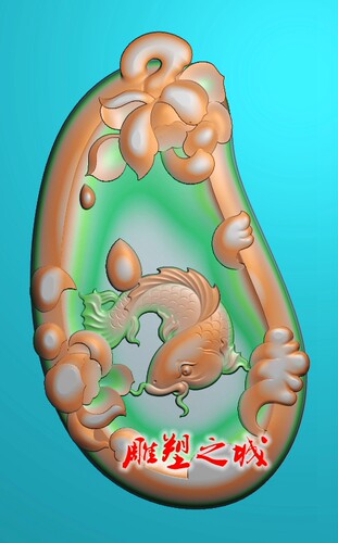 浮雕图 精雕图 灰度图 雕刻图 挂件 JDP/bmp 随型荷花鱼