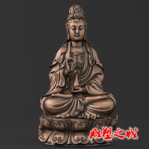 坐观音-1   圆雕图三维图STL雕刻素材3D打印立体图精雕