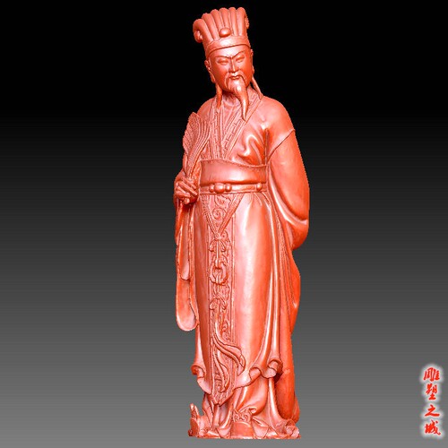圆雕图三维图STL雕刻素材3D打印立体图精雕    诸葛亮孔明