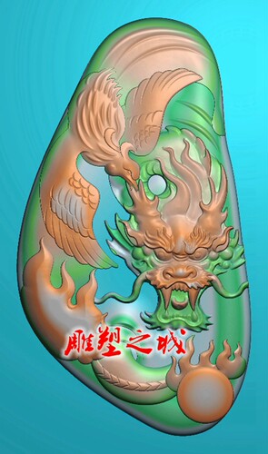 浮雕 精雕图 灰度图 雕刻 挂件 JDP/bmp 龙凤呈祥随型牌
