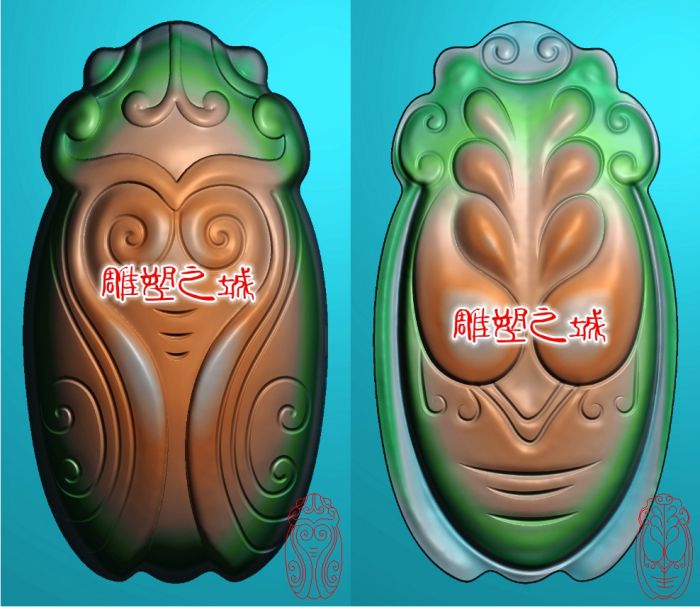 精雕图 灰度图 浮雕图 电脑雕刻图 玉雕仿古蝉知了