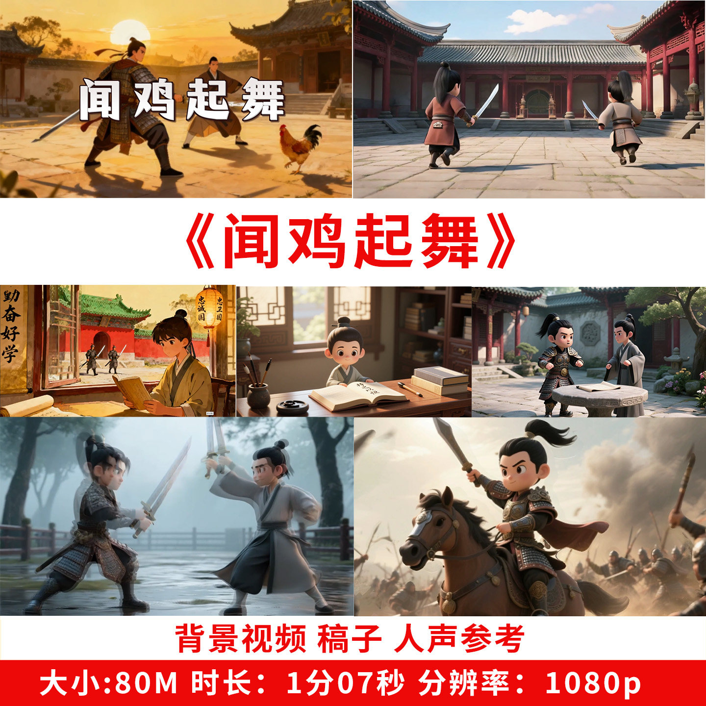 闻鸡起舞背景视频用英语讲好中国故事led大屏英语演讲中英成语PPT