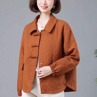 新中式外套女春秋短款小个子大码休闲中老年女装妈妈洋气上衣夹克