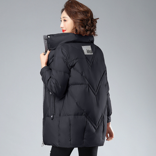 黑色羽绒服冬季女款2026年新款中长款爆款白鸭绒加厚妈妈保暖外套