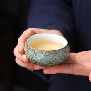 主人杯家用喝茶杯功夫茶具单杯 粗陶复古侘寂茶杯陶瓷品茗杯日式