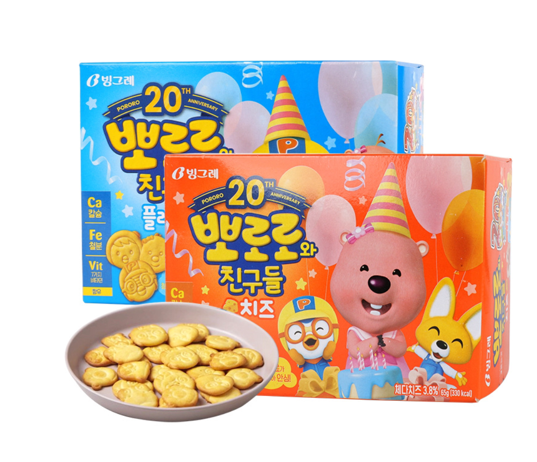 韩国零食 啵乐乐pororo宝露露饼干65g