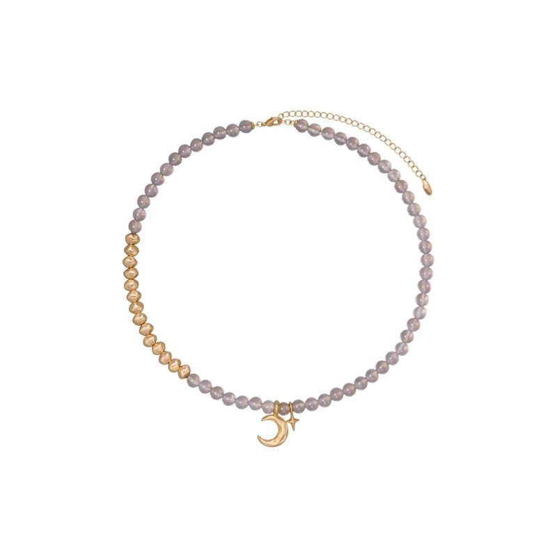 Fellala/翡拉拉「满月」系列原创设计灰玛瑙项链百搭时尚颈链