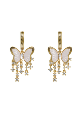 Fellala/翡拉拉「化蝶」系列流苏蝴蝶耳饰精致珐琅耳环