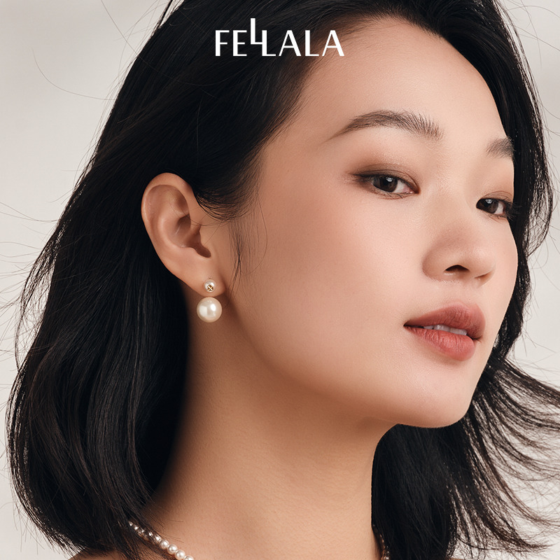 Fellala翡拉拉原创小众设计感珍珠耳环女复古优雅耳饰潮复古优雅