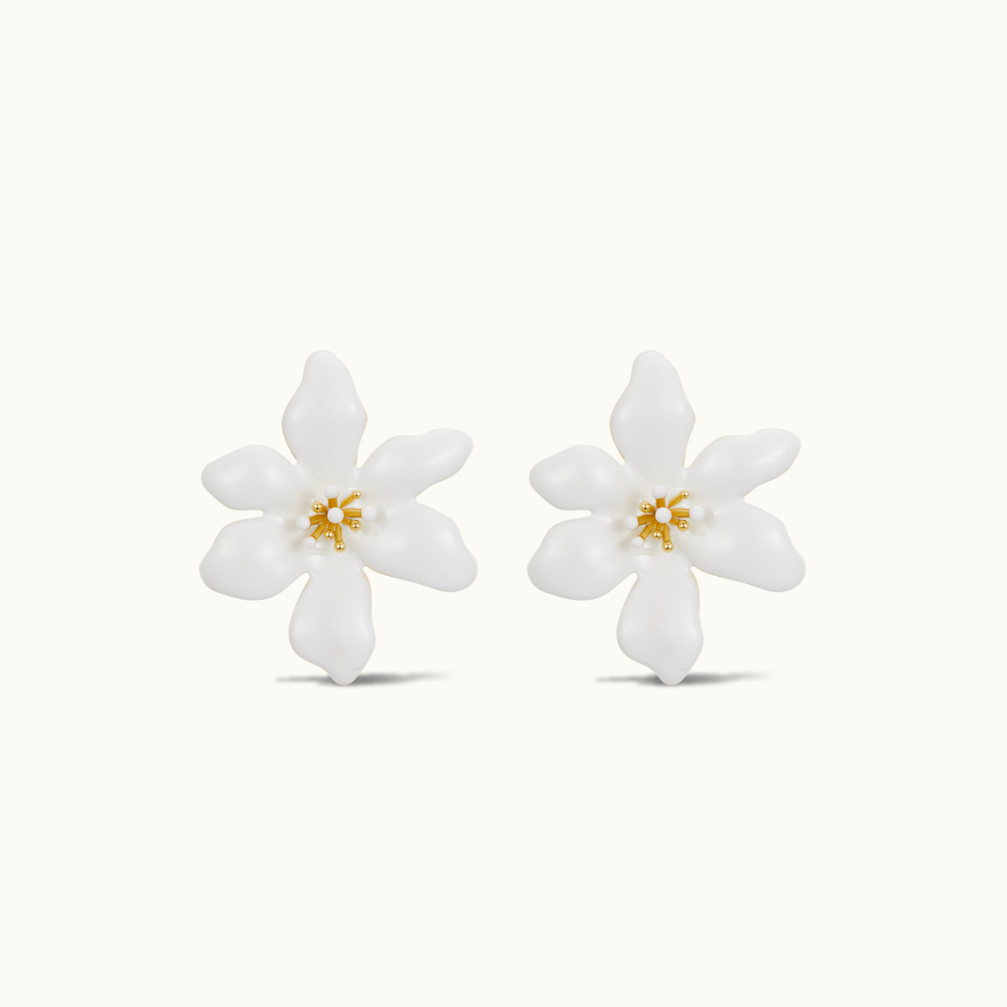 Fellala/翡拉拉「花间集」系列优雅气质白玉兰花朵耳钉简约大气
