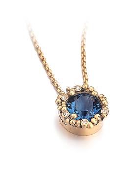 Fellala/翡拉拉「灵石」复古水晶优雅简约宝蓝色项链