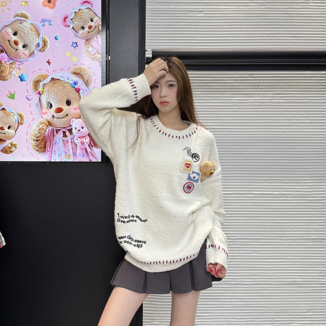 小熊秋冬新款毛衣套头长袖