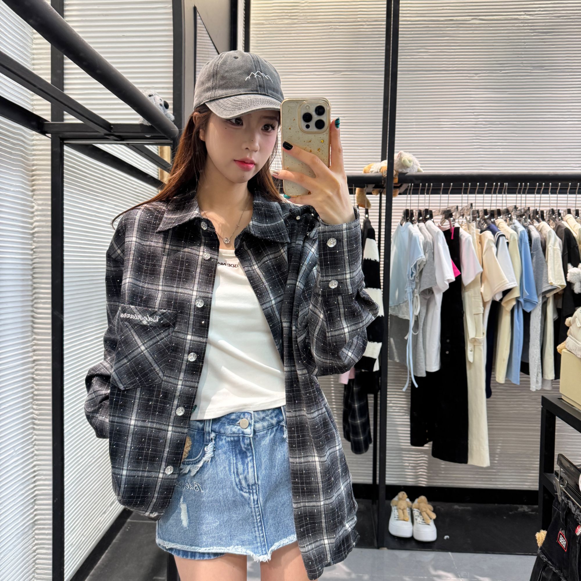 格纹格子ins时尚设计师款衬衫