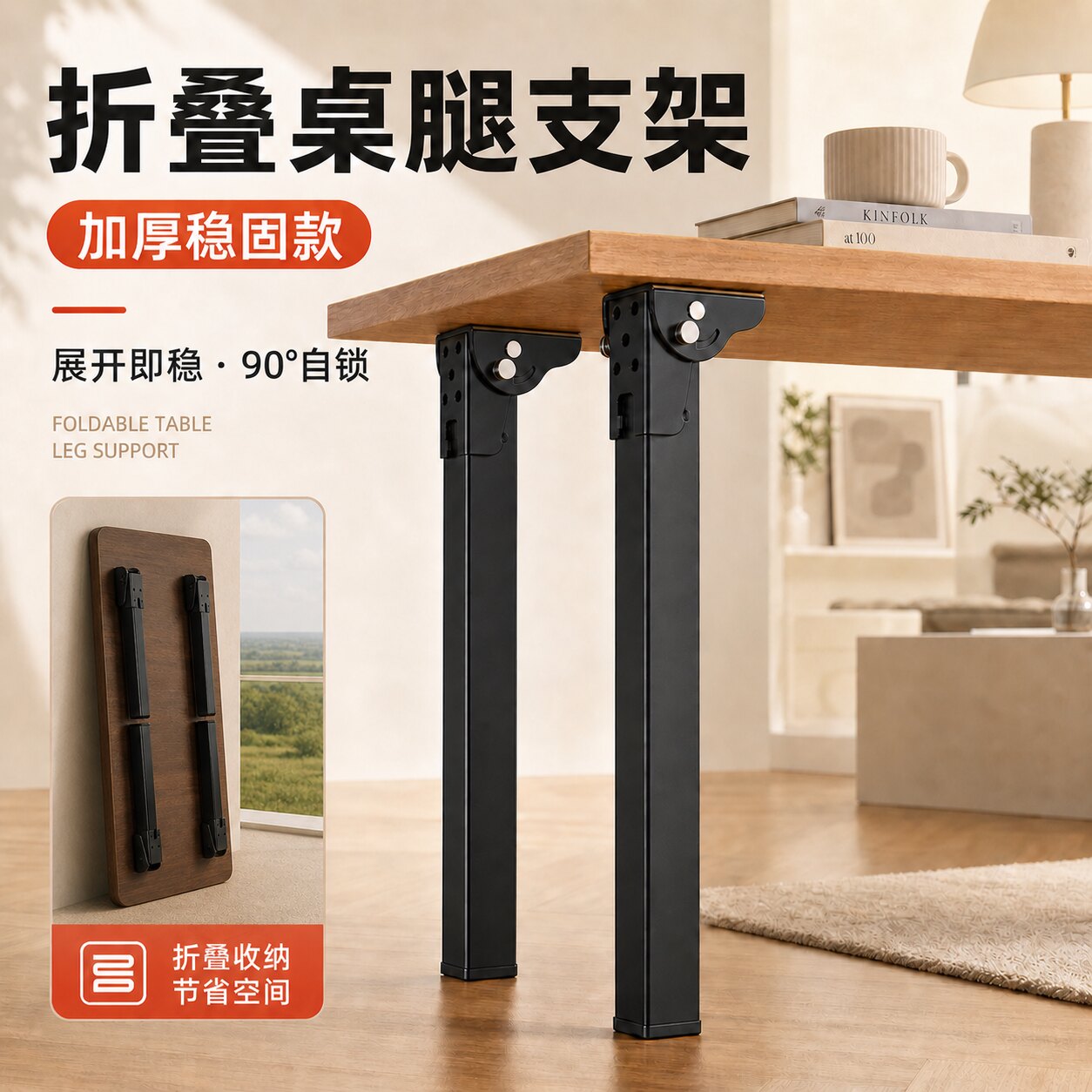 可折叠调节金属桌腿支架增高图片