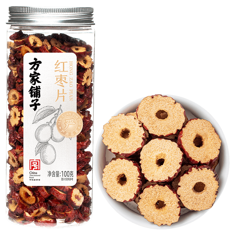 方家铺子红枣片新疆红枣无核泡茶专用非特级100g/瓶中华老字号