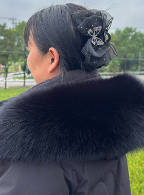 进口超大狐狸毛领单买派克服羽绒服帽子帽领毛条男女通用毛领单卖
