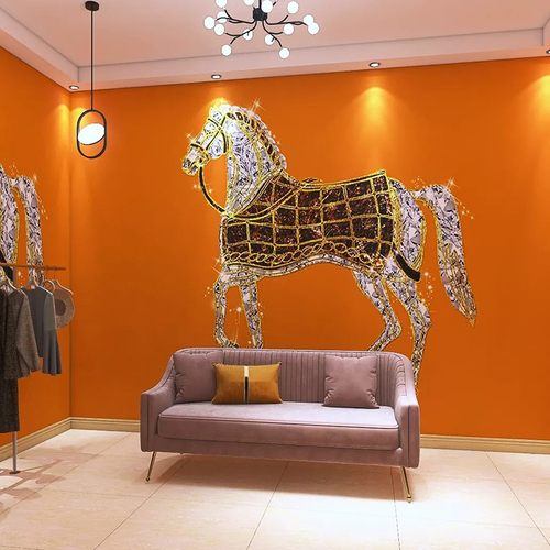 轻奢简约服装店直播无缝定制墙布