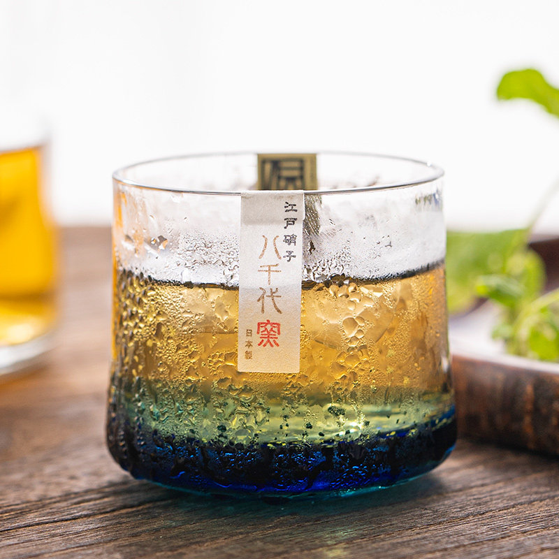 日本进口东洋佐佐木玻璃杯八千代金箔蜜桃星空酒杯清酒日式茶水杯