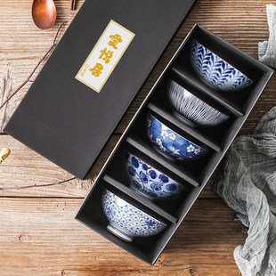 日本进口陶瓷可爱卡通碗日式米饭碗套装礼盒装釉下彩餐具汤碗送礼