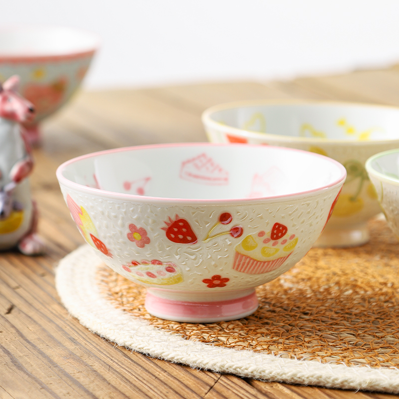 日本进口可爱樱桃儿童亮晶晶饭碗