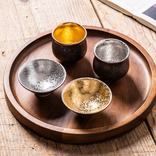 日本进口有田烧陶瓷手作金银彩日式小茶杯子复古清酒杯单杯品茗杯