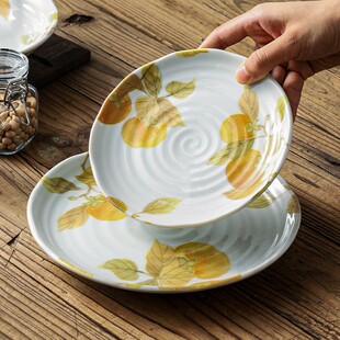 爱悦居日本进口柿柿如意日式 陶瓷餐具平盘餐盘深盘盘子圆盘釉下彩