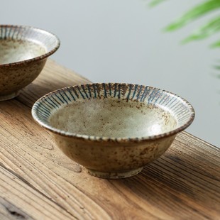 爱悦居日本进口陶瓷复古日式餐具冰裂釉诧寂风家用米饭碗面碗小碗