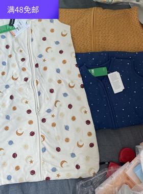 外贸原单春秋宝宝纯棉薄棉背心式睡袋儿童大码防踢被空调房1.5tog