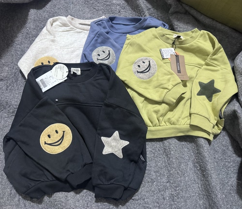 日单秋冬儿童加绒圆领套头卫衣绒衫