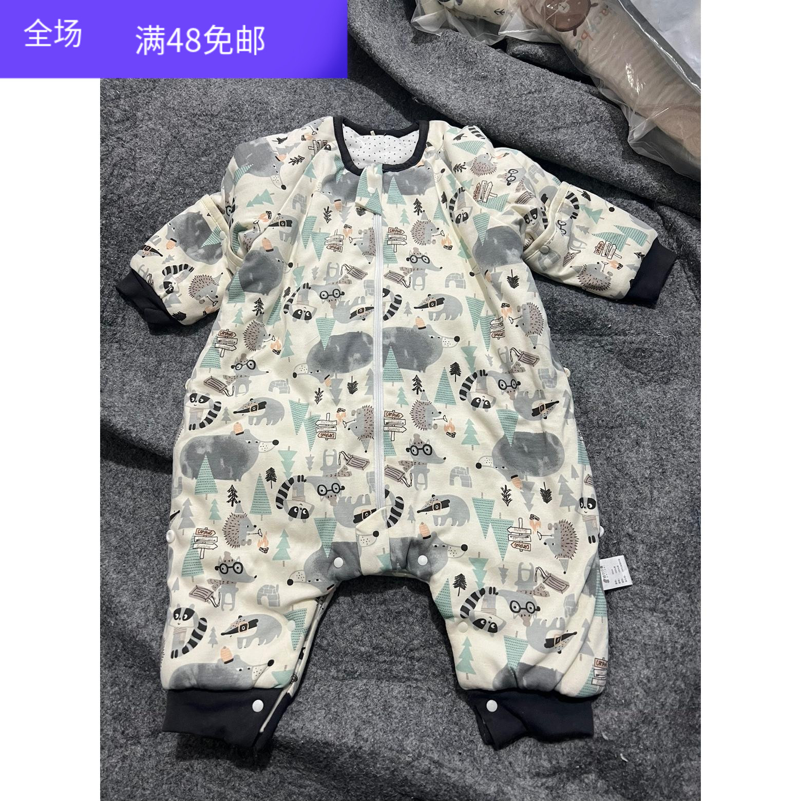 外贸原单春秋宝宝纯棉带可脱卸夹棉分腿睡袋儿童防踢被